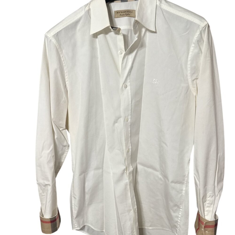 BURBERRY LONDON England Shirt Men M Long Sleeve White Dress Casual W/Dust Cover